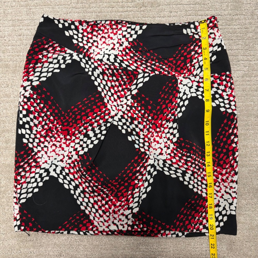 Worthington‎ Mini Skirt Red Black White Snake Print Geometric Wrap Front Size 14 - Picture 5 of 6